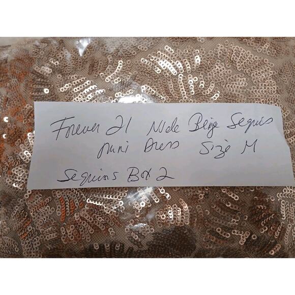 FOREVER 21 Gold Sequins Mini Dress Sz M Cocktail Party New Year Holiday Glam New - Picture 17 of 17